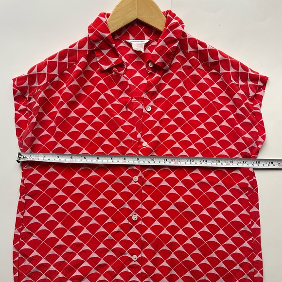 Club Monaco Silk Sleeveless Shirt Dress Red - Picture 7 of 8